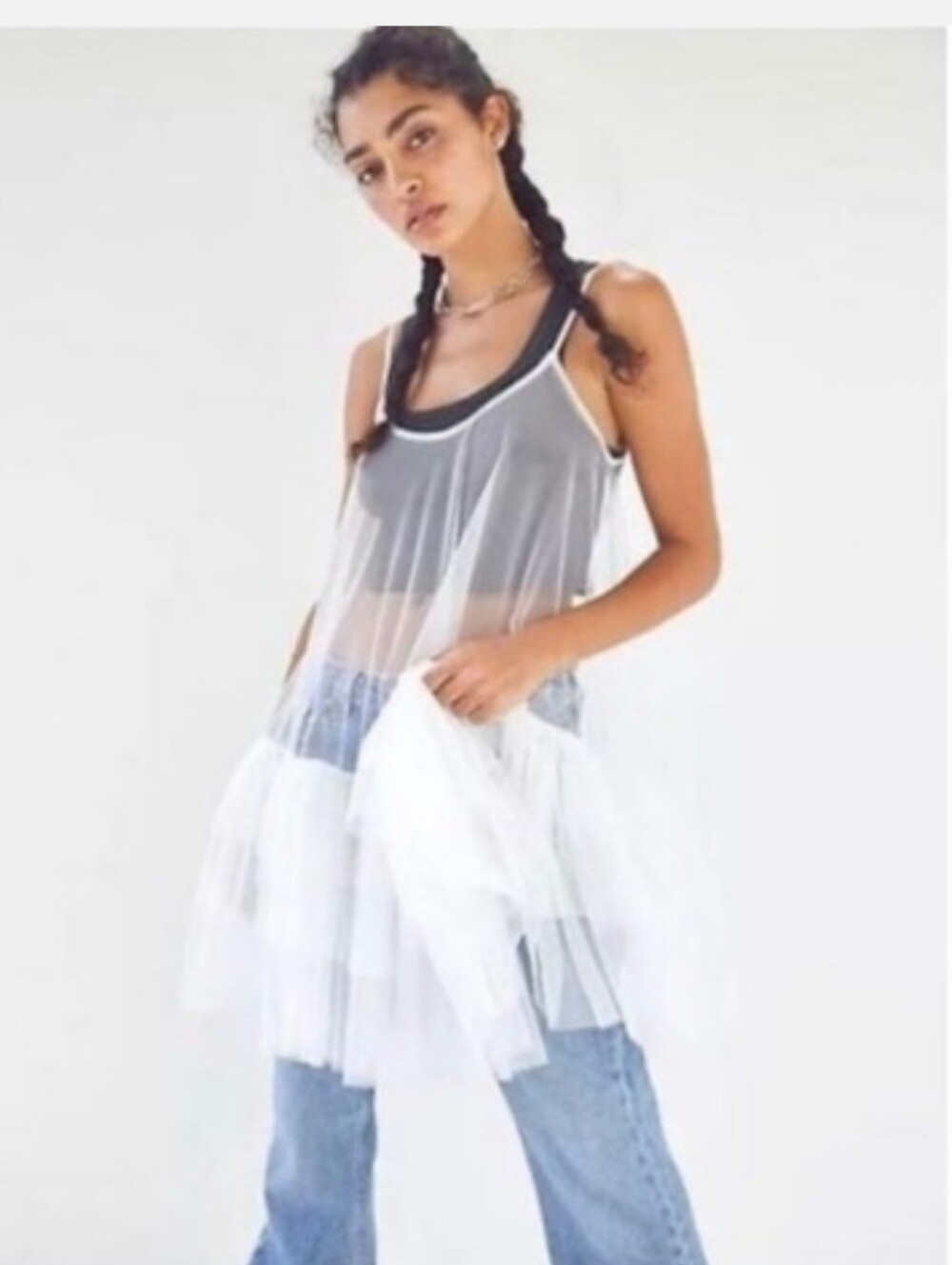 NWOT Free People Push Send Mini Slip Layering Dress Size L Unique - Picture 3 of 13